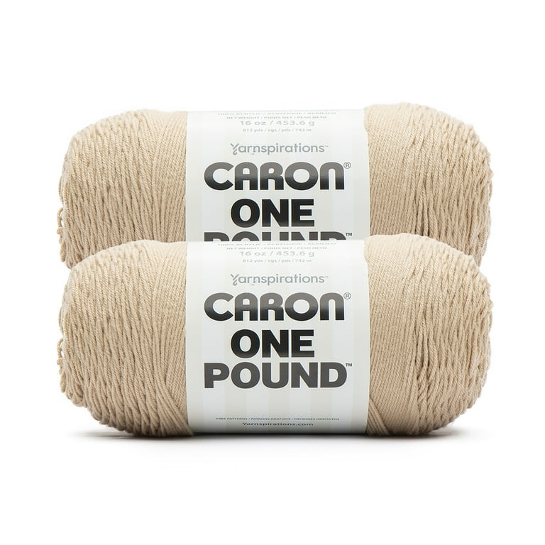 Caron One Pound Off White Yarn - 2 Pack of 454g/16oz - Acrylic - 4 Medium  (Worsted) - 812