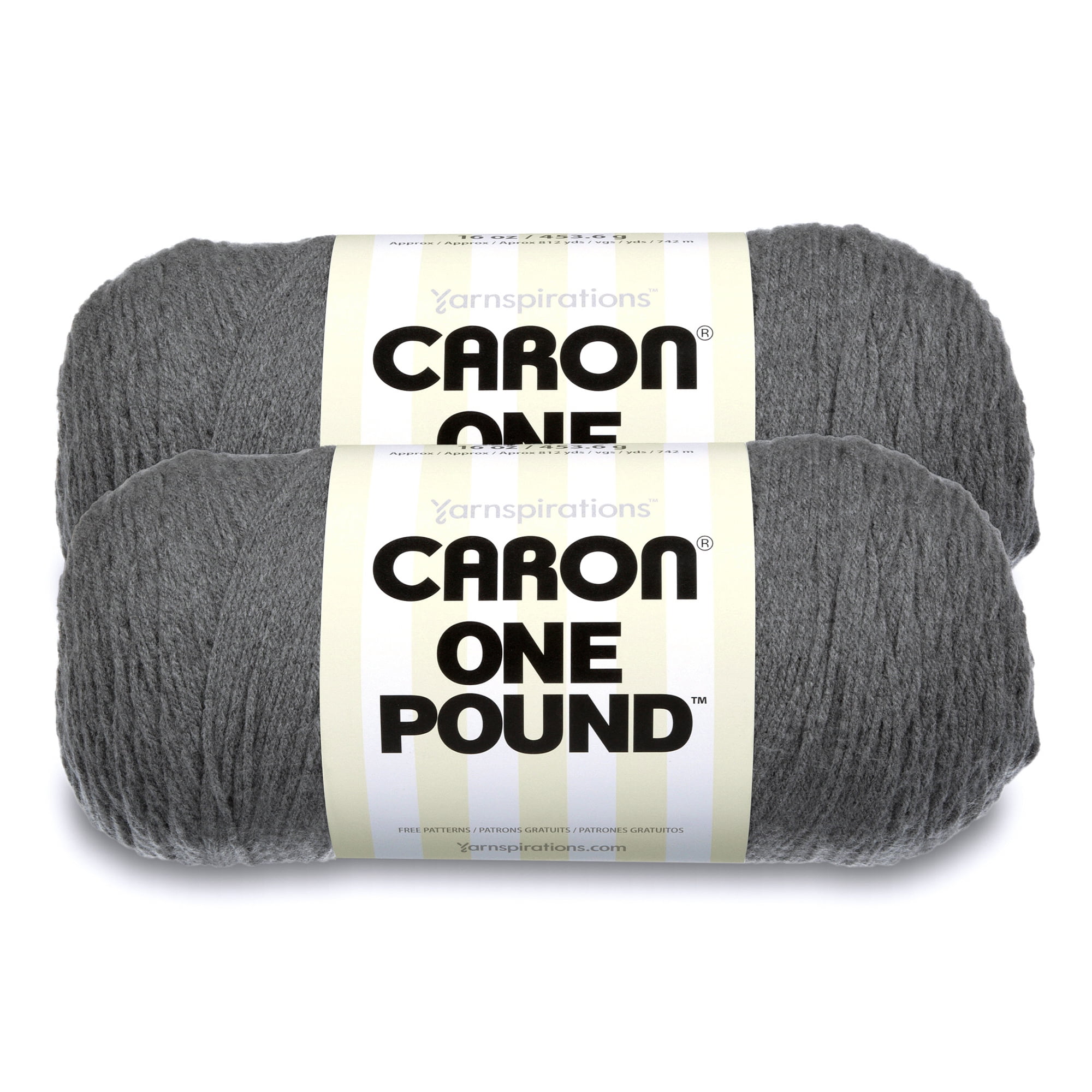 Caron One Pound Acrylic Yarn - 1 lb, 4-Ply, Medium Grey Mix