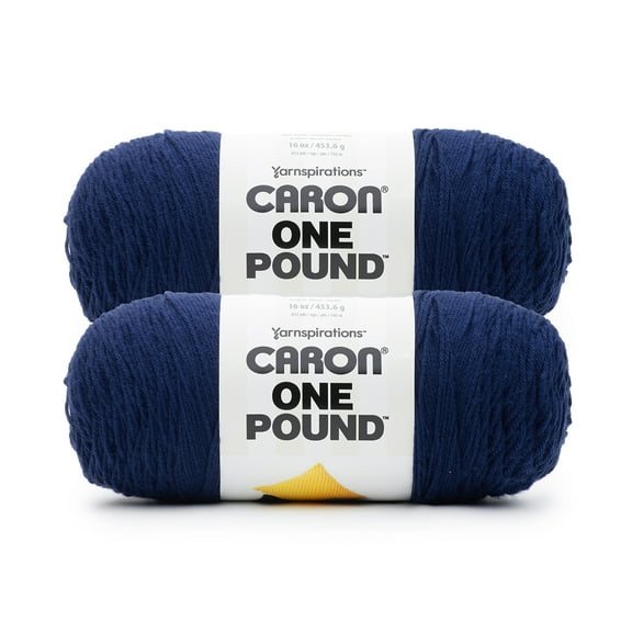 Caron® One Pound™ #4 Medium Acrylic Yarn, Midnight Blue 16oz/454g, 812 Yards (2 Pack)