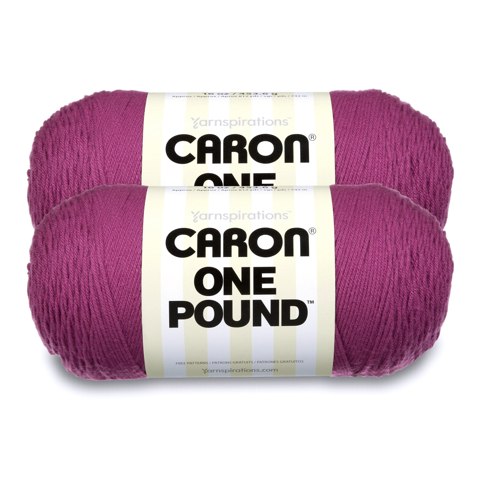 Caron® One Pound™ #4 Medium Acrylic Yarn, Purple 16oz/454g, 812 Yards (2 Pack)