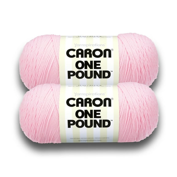 Caron® One Pound™ #4 Medium Acrylic Yarn, Soft Pink 16oz/454g, 812 Yards (2 Pack)