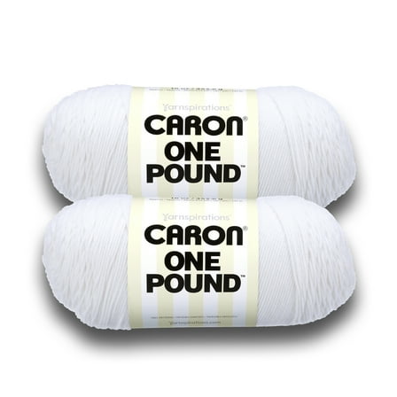 Caron® One Pound™ #4 Medium Acrylic Yarn, White 16oz/454g, 812 Yards (2 Pack)