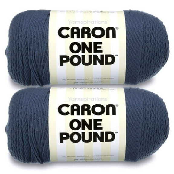 Caron One Pound Cape Cod Blue Yarn - 2 Pack of 454g/16oz - Acrylic - 4 Medium (Worsted) - 812 Yards - Knitting/Crochet