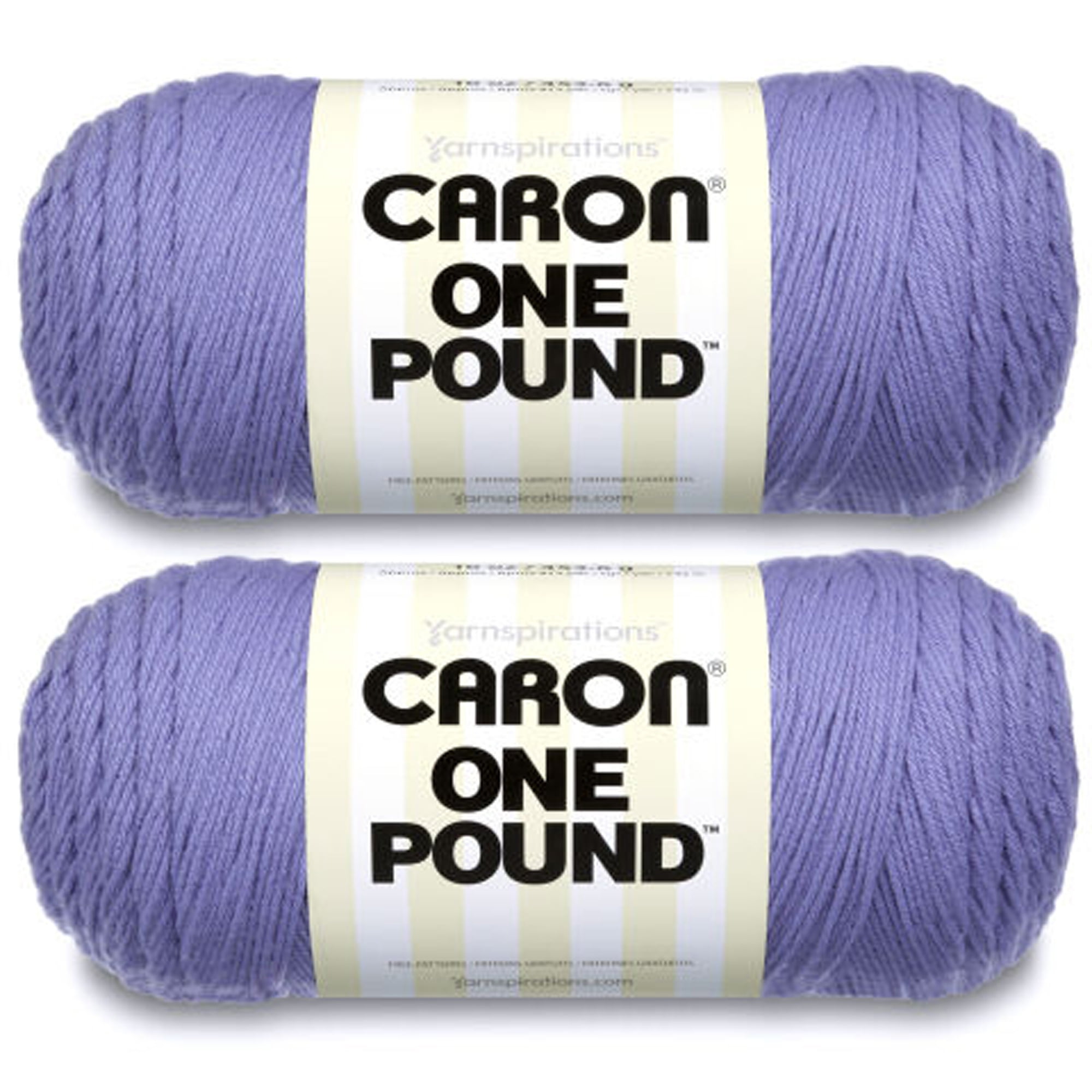 Caron One Pound Lavender Blue Yarn - 2 Pack of 454g/16oz - Acrylic - 4 Medium (Worsted) - 812 Yards - Knitting/Crochet