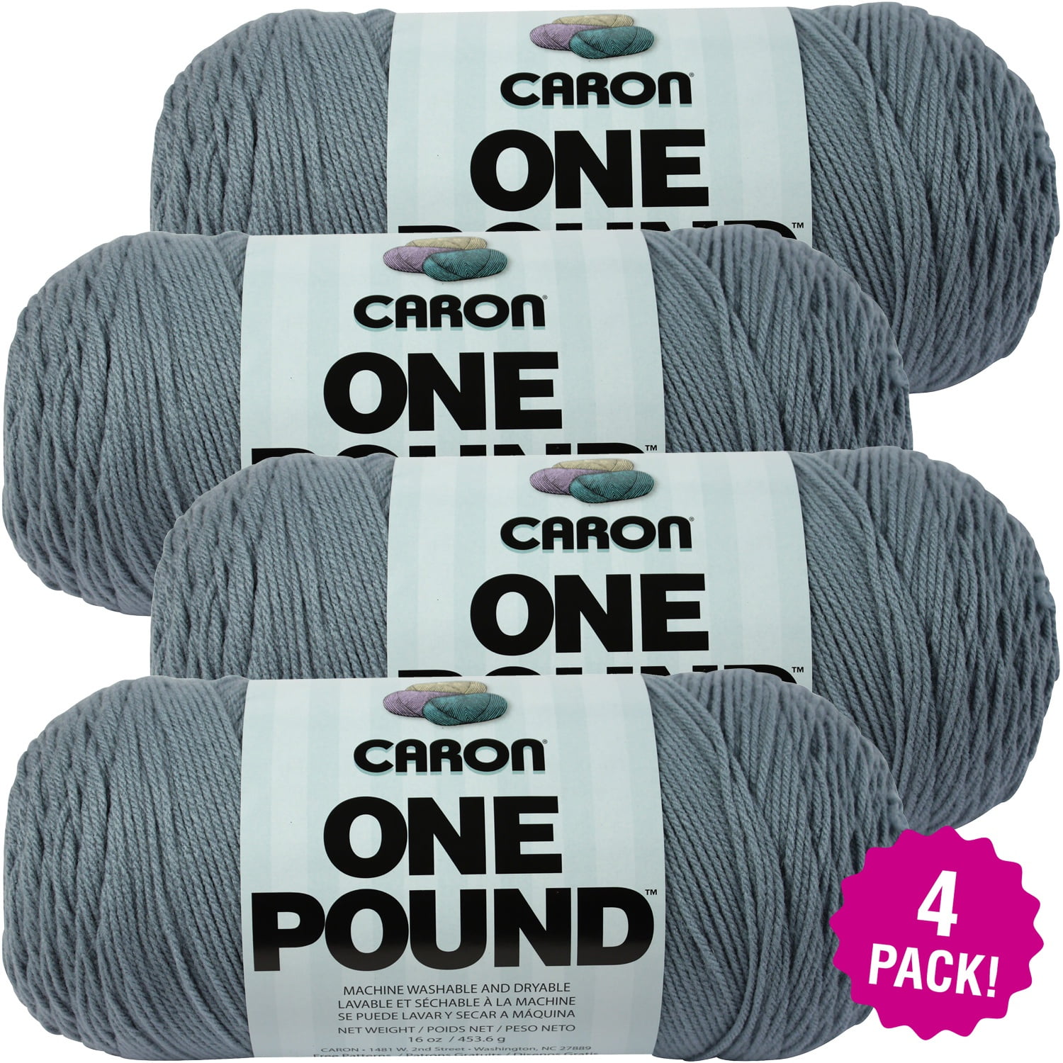 Caron One Pound Yarn - Azure, Multipack of 4 - Walmart.com