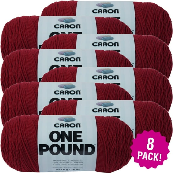 Caron One Pound Yarn - Claret, Multipack of 8