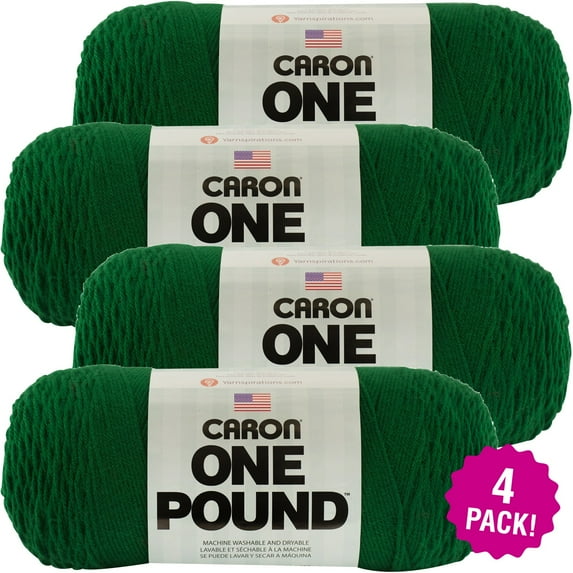 Caron One Pound Yarn - Kelly Green, Multipack of 4