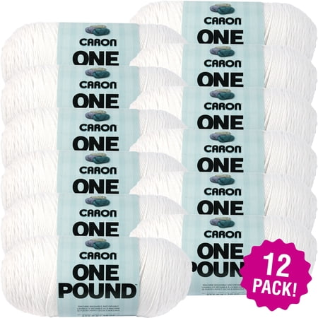 Caron One Pound Yarn - White, Multipack of 12