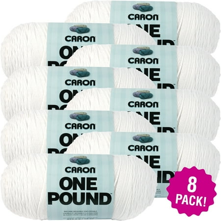 Caron One Pound Yarn - White, Multipack of 8