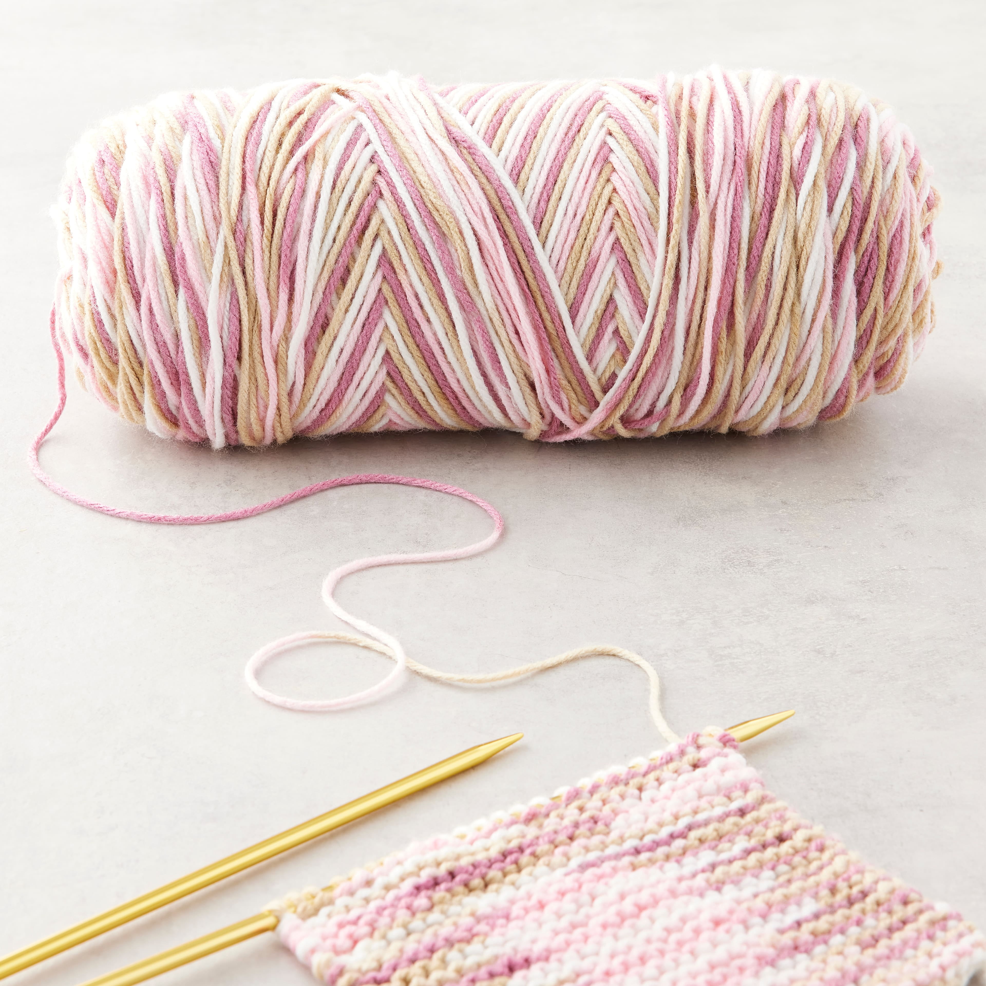 Caron Jumbo Print Yarn, Rosewood Pink Variegated, 100% Acrylic, 12