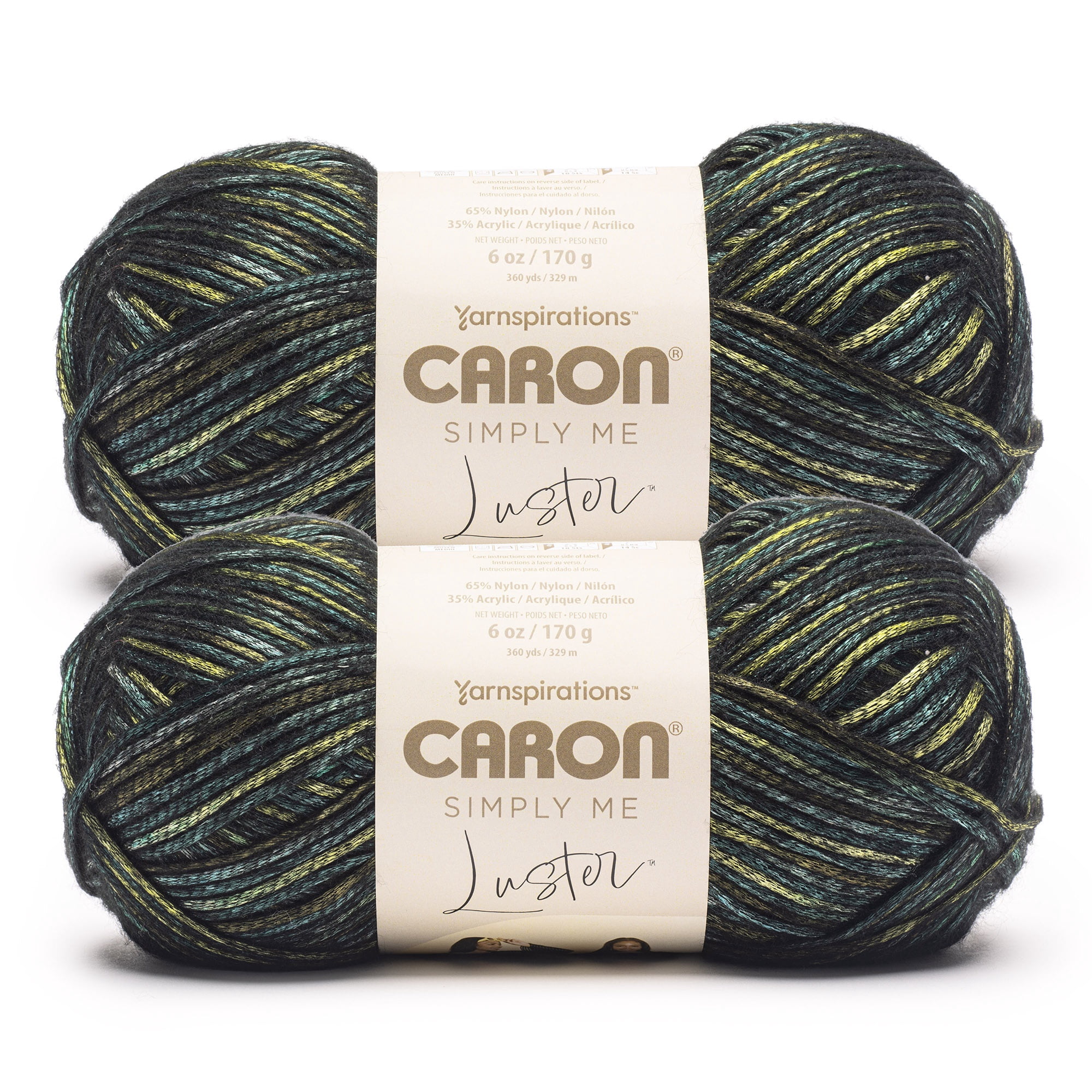 Caron® Simply Me Luster™ #4 Worsted (Medium) Blend Yarn, Malachite 6oz/170g 360 Yards (2 Pack)