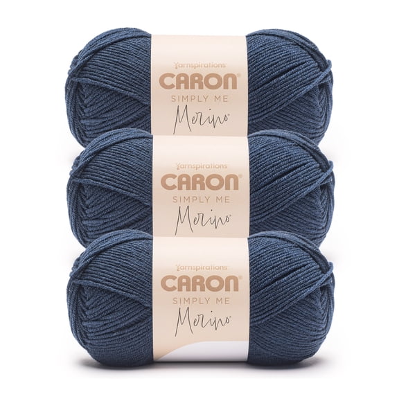 Caron® Simply Me Merino™ #3 DK (Light) Blend Yarn, Deep Water Heather 3.5oz/100g 215 Yards (3 Pack)