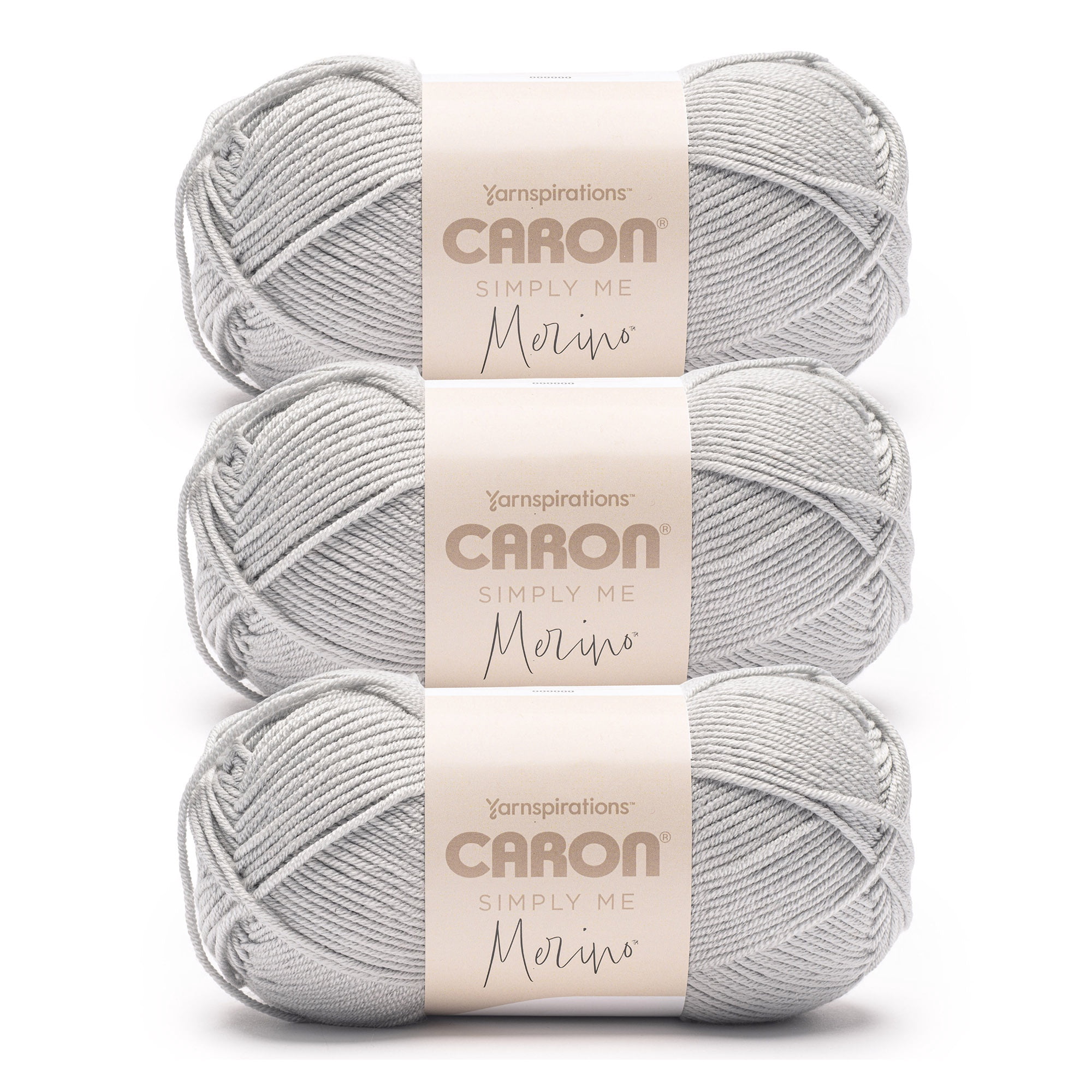 Caron® Simply Me Merino™ #3 DK (Light) Blend Yarn, Gray Willow 3.5oz/100g 215 Yards (3 Pack)