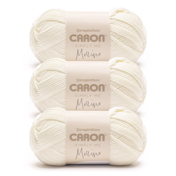 Caron® Simply Me Merino™ #3 DK (Light) Blend Yarn, Heirloom White 3.5oz/100g 215 Yards (3 Pack)