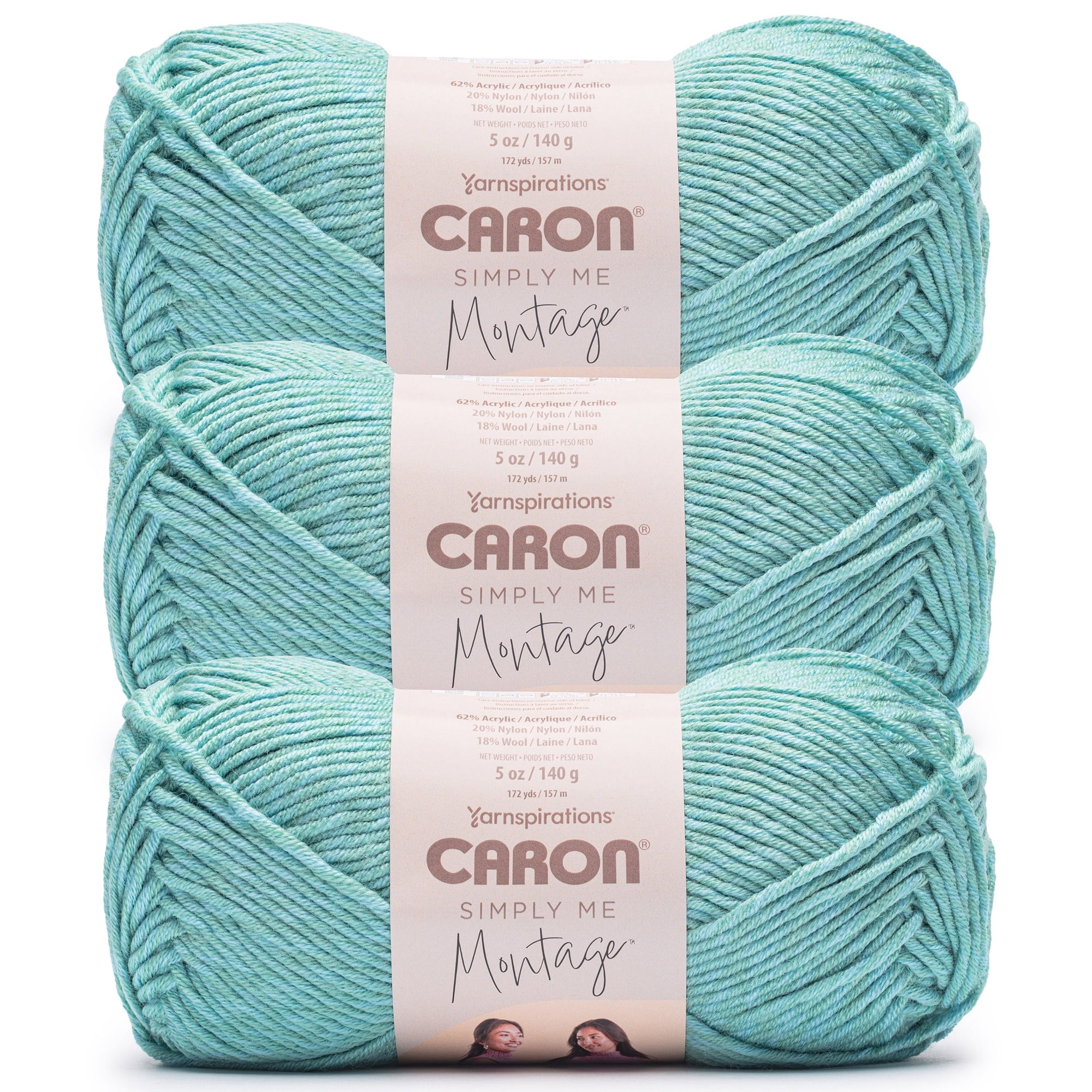 Caron® Simply Me Montage™ #5 Bulky Blend Yarn, Abalone 5oz/140g 172 Yards (3 Pack)