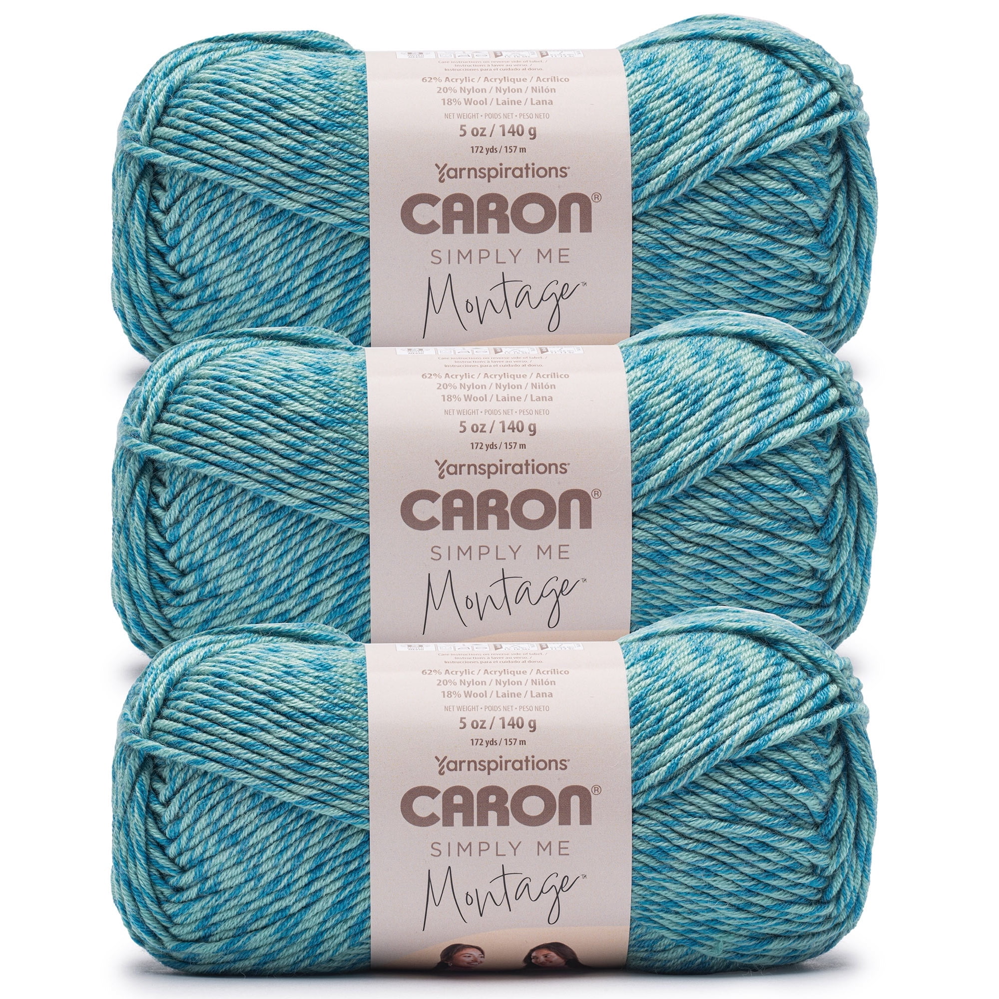 Caron® Simply Me Montage™ #5 Bulky Blend Yarn, Sapphire 5oz/140g 172 Yards (3 Pack)