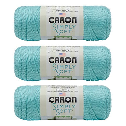 Caron Simply Soft 3-Pack Yarn, 3oz, Gauge 4 Medium Worsted, 100% Acrylic -Robins Egg - Machine Wash & Dry