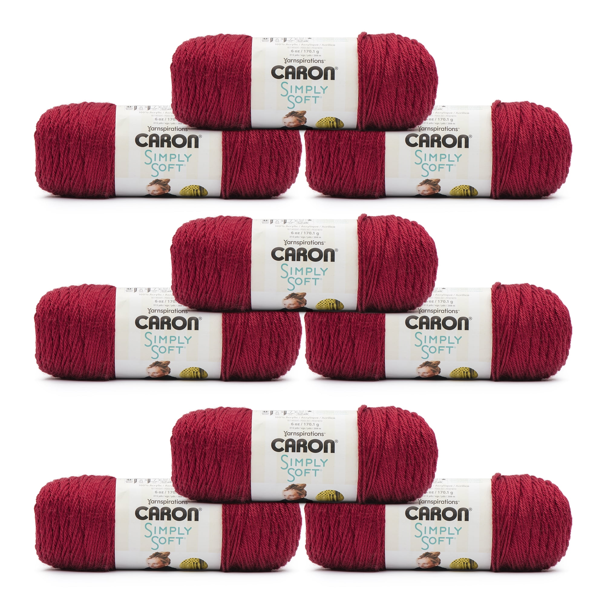 Caron® Simply Soft® #4 Medium Acrylic Yarn, Purple 6oz/170g, 315 Yards (9  Pack) 