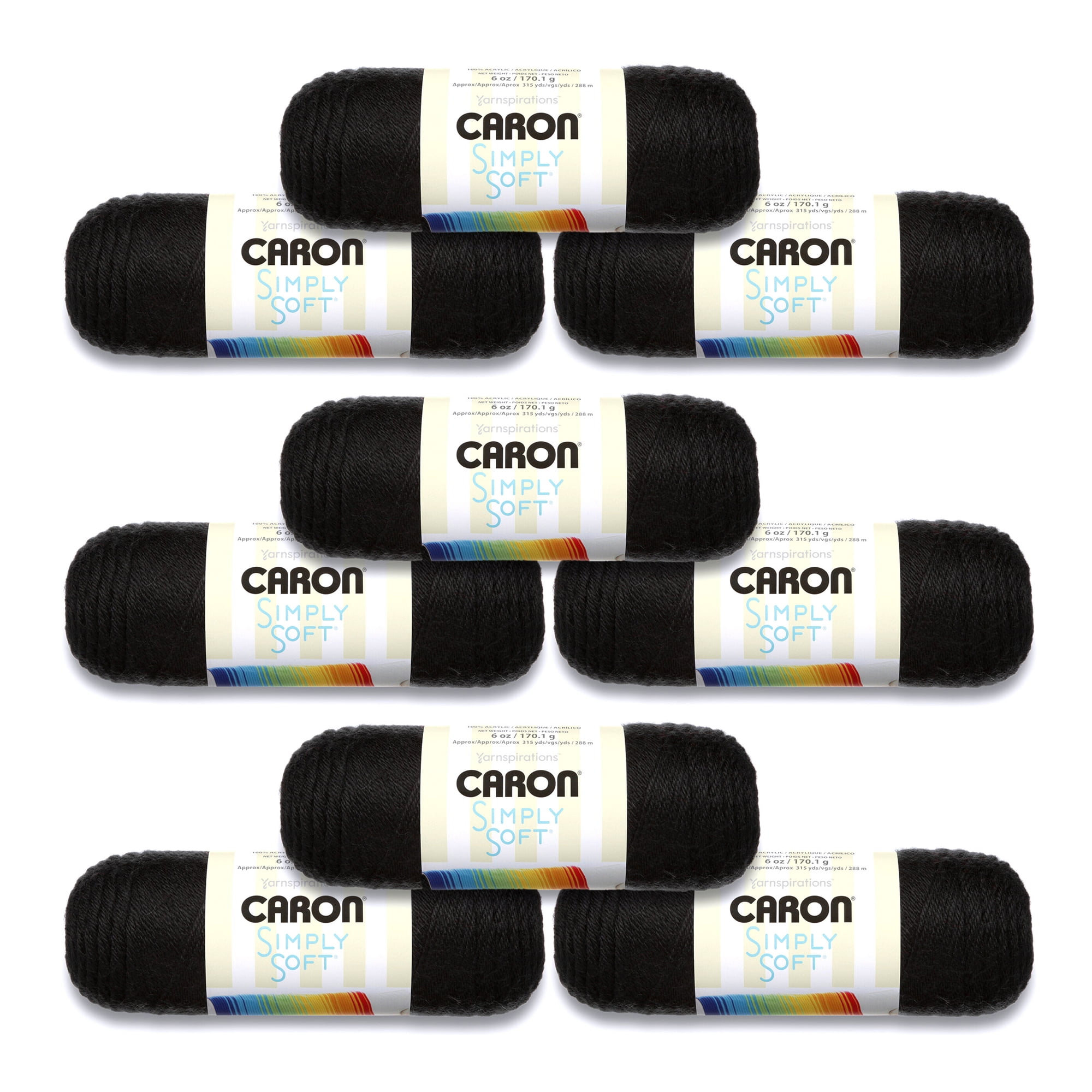 Caron® Simply Soft® #4 Medium Acrylic Yarn, Black 6oz/170g, 315 Yards (9 Pack)