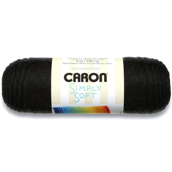 Caron Simply Soft Yarn, Black, 6oz(170g), 315 Yards, Medium, Acrylic