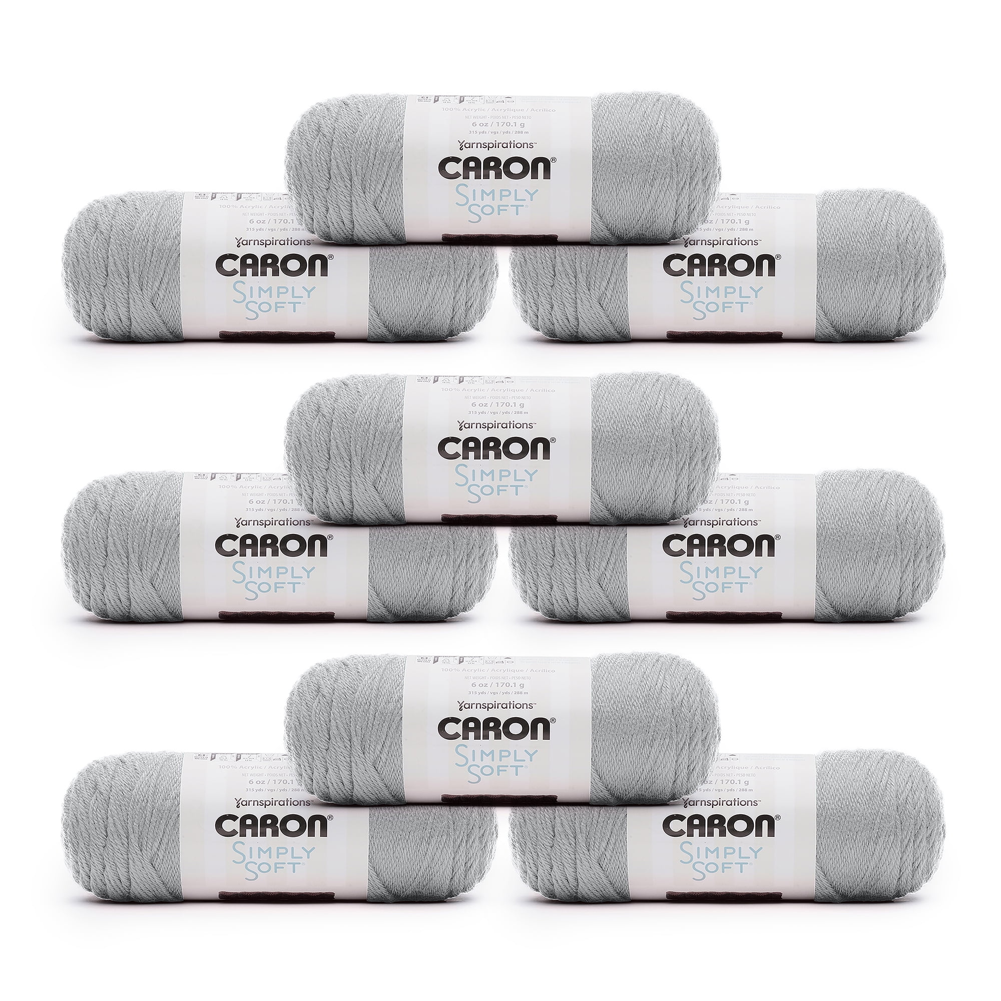 Caron® Simply Soft® #4 Medium Acrylic Yarn, Feathered Gray 6oz/170g, 315 Yards (9 Pack)