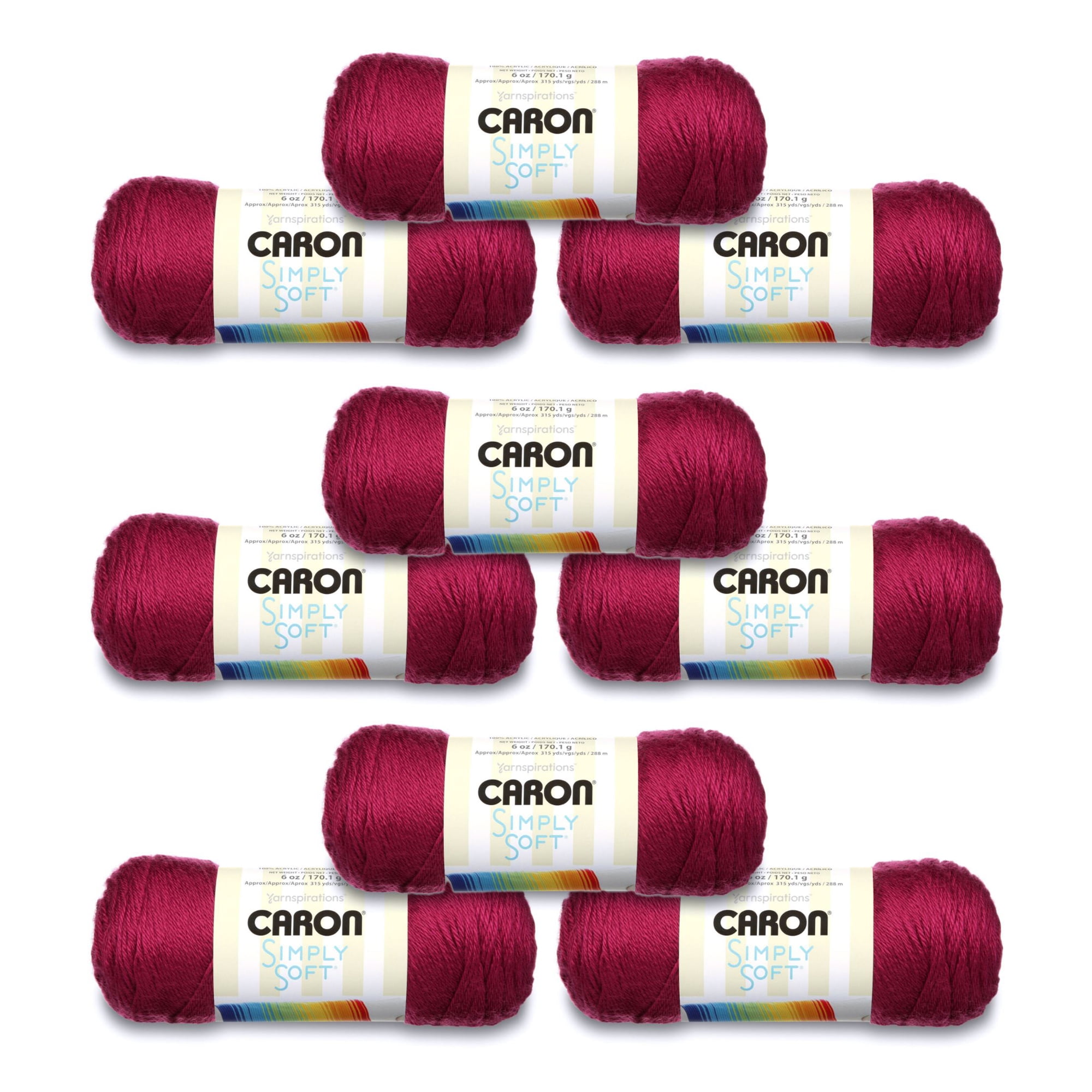 Caron® Simply Soft® #4 Medium Acrylic Yarn, Fuchsia 6oz/170g, 315 Yards (9 Pack)