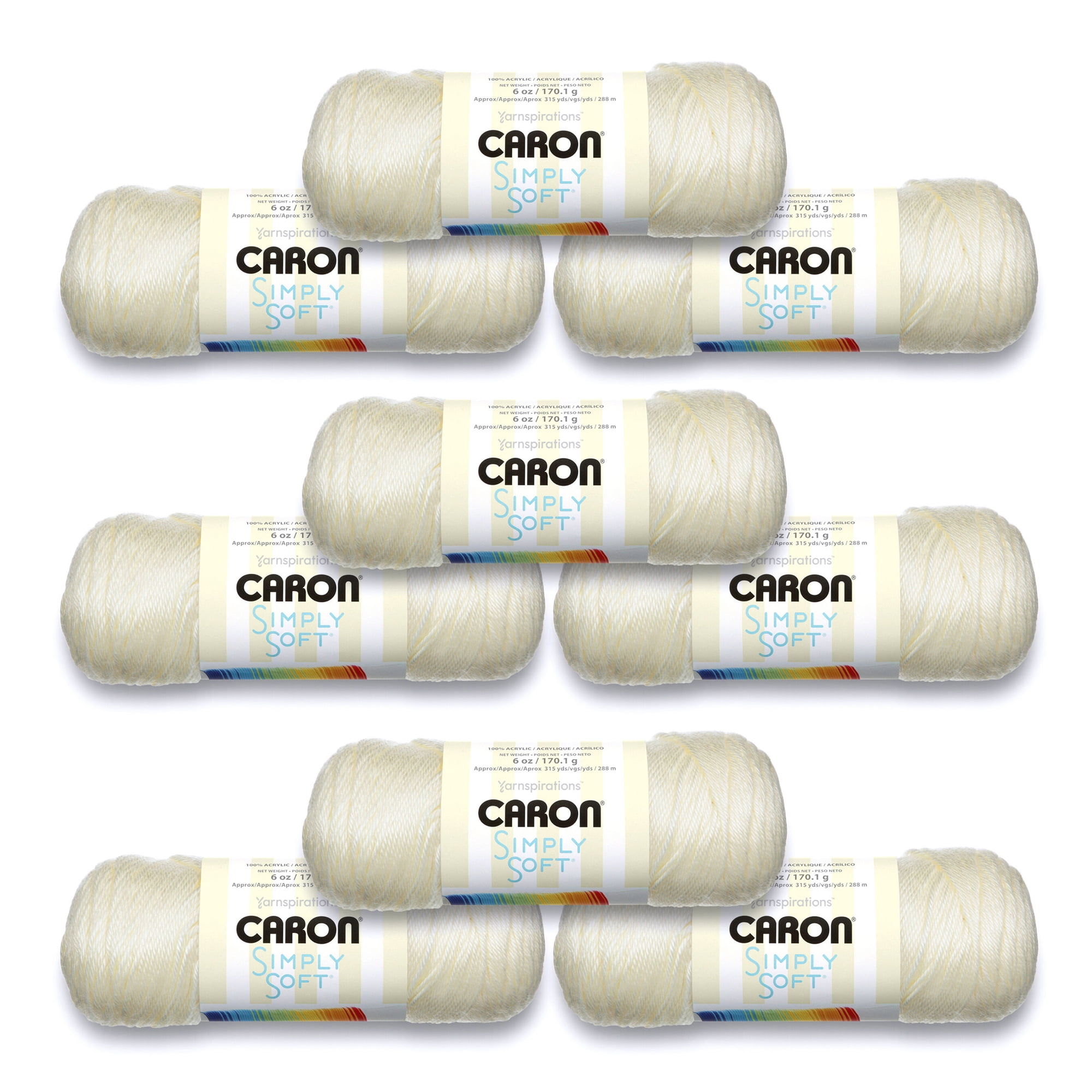 Caron® Simply Soft® #4 Medium Acrylic Yarn, Off White 6oz/170g, 315 Yards (9 Pack)