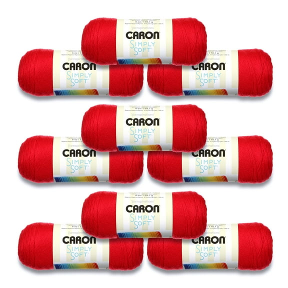 Caron® Simply Soft® #4 Medium Acrylic Yarn, Red 6oz/170g, 315 Yards (9 Pack)