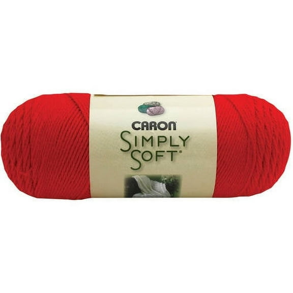 Caron Simply Soft 4 Medium Acrylic Yarn, Red 6oz/170g, 315 Yards