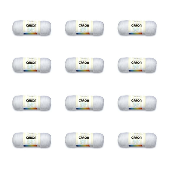 Caron® Simply Soft® #4 Medium Acrylic Yarn, White 6oz/170g, 315 Yards (12 Pack)