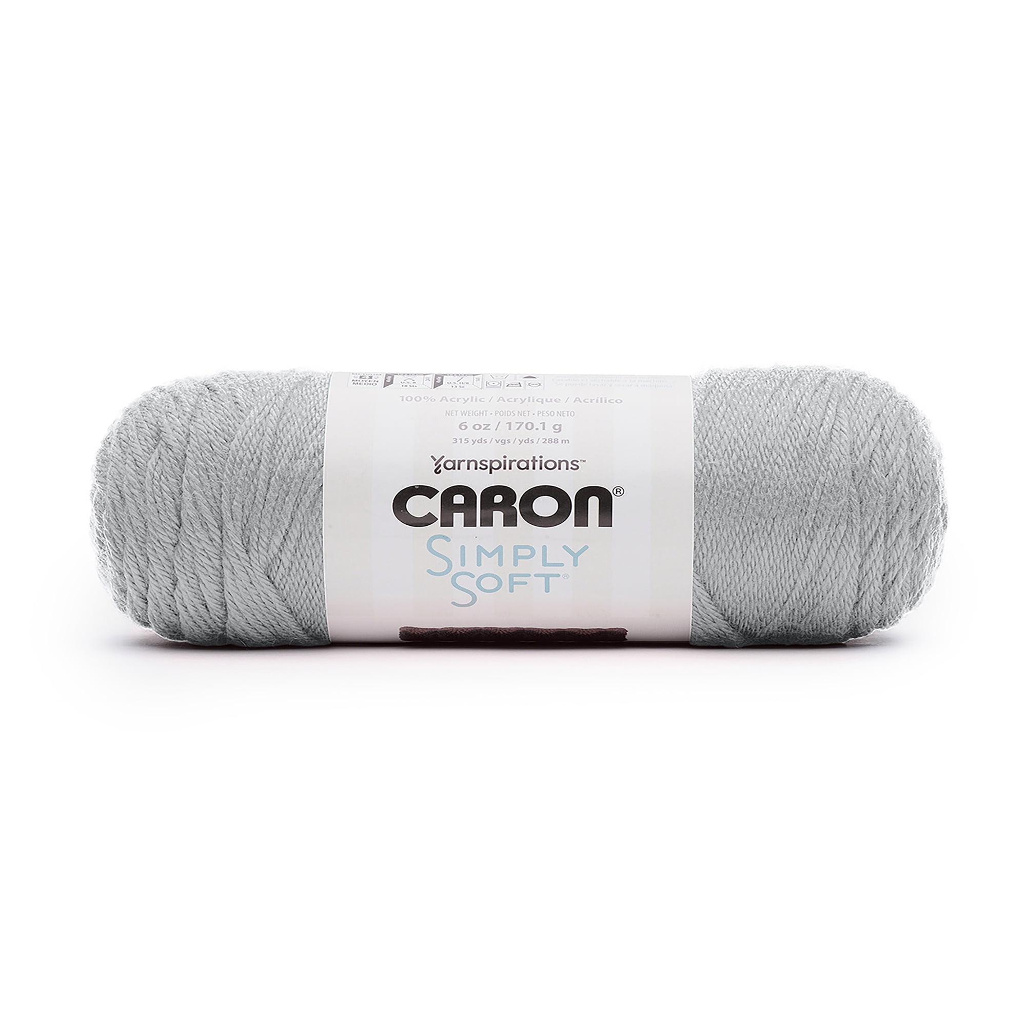 Caron® Simply Soft™ #4 Worsted (Medium) Acrylic Yarn, Feathered Gray 6oz/170.1g 315 Yards