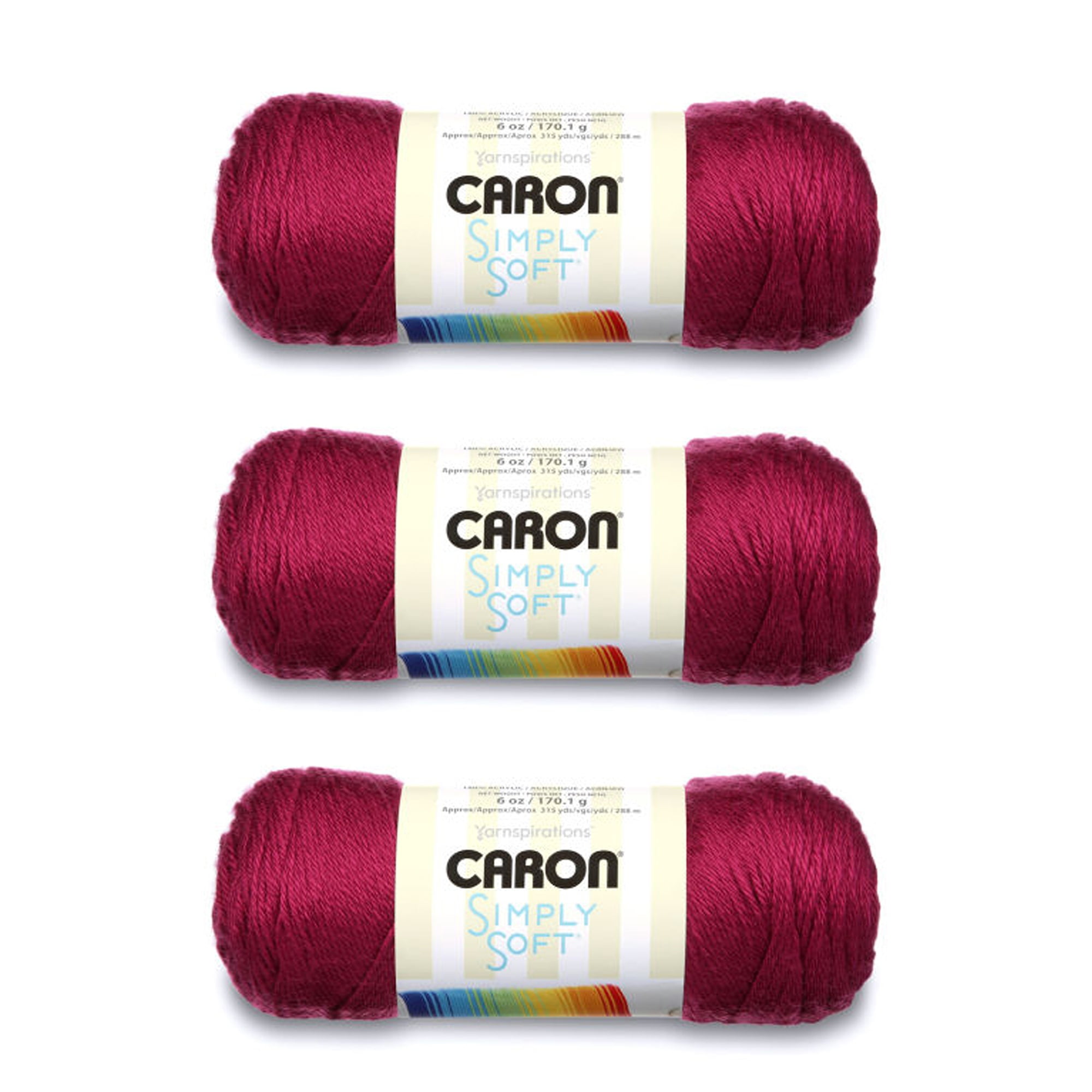 Caron Simply Soft Fuchsia Yarn - 3 Pack of 170g/6oz - Acrylic - 4 Medium (Worsted) - 315 Yards - Knitting/Crochet