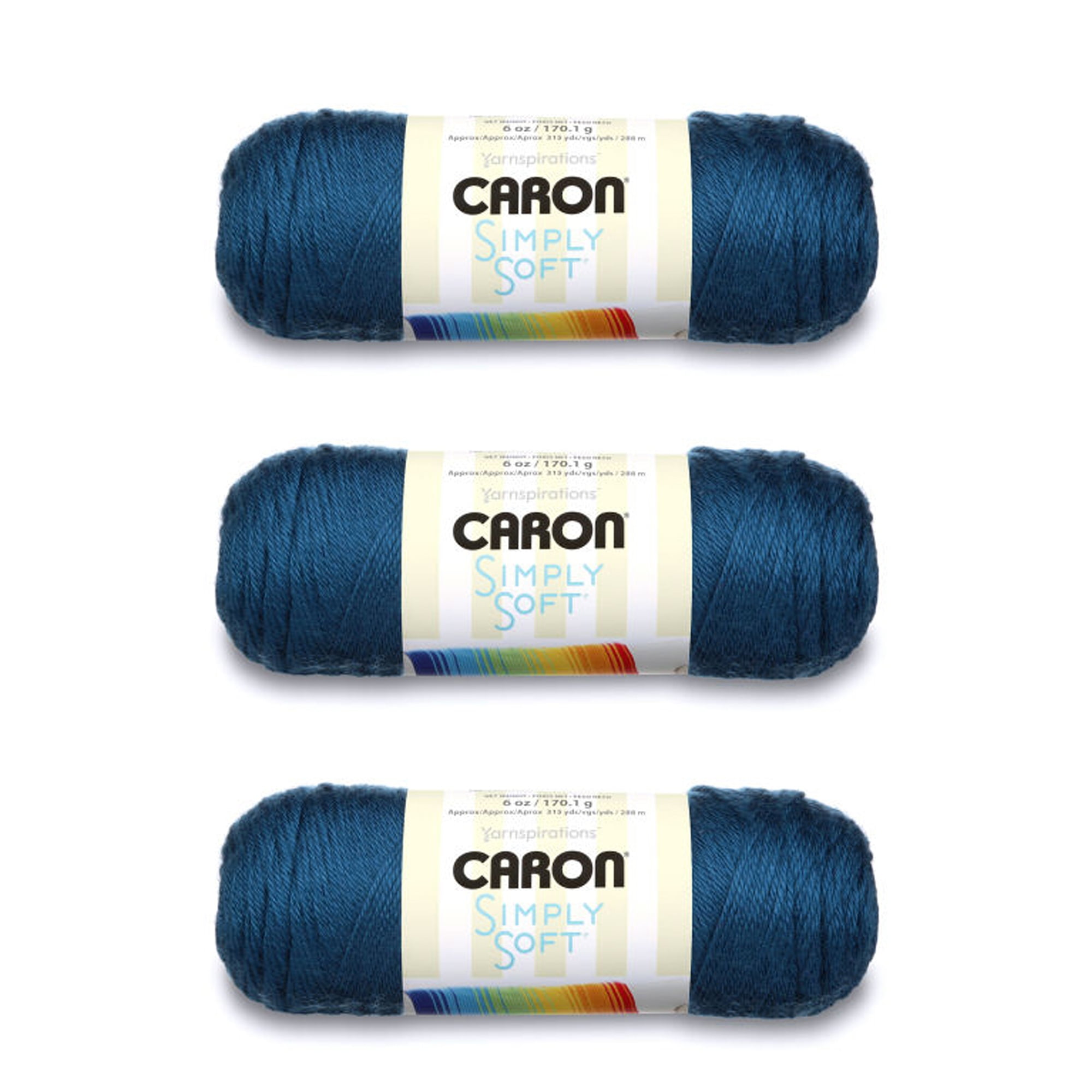 Caron Simply Soft Ocean Yarn - 3 Pack of 170g/6oz - Acrylic - 4 Medium (Worsted) - 315 Yards - Knitting/Crochet