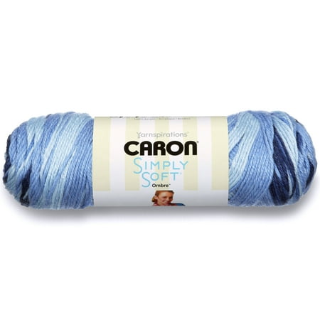 Caron Simply Soft Ombre 4 Medium Acrylic Yarn, Saturday Blue Jeans Ombre 5oz/141g, 235 Yards