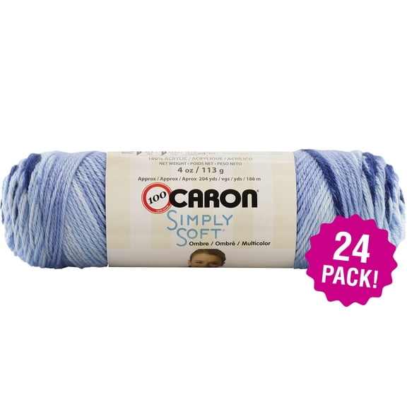 Caron Simply Soft Ombres Yarn - Saturday Blue Jeans, Multipack of 24