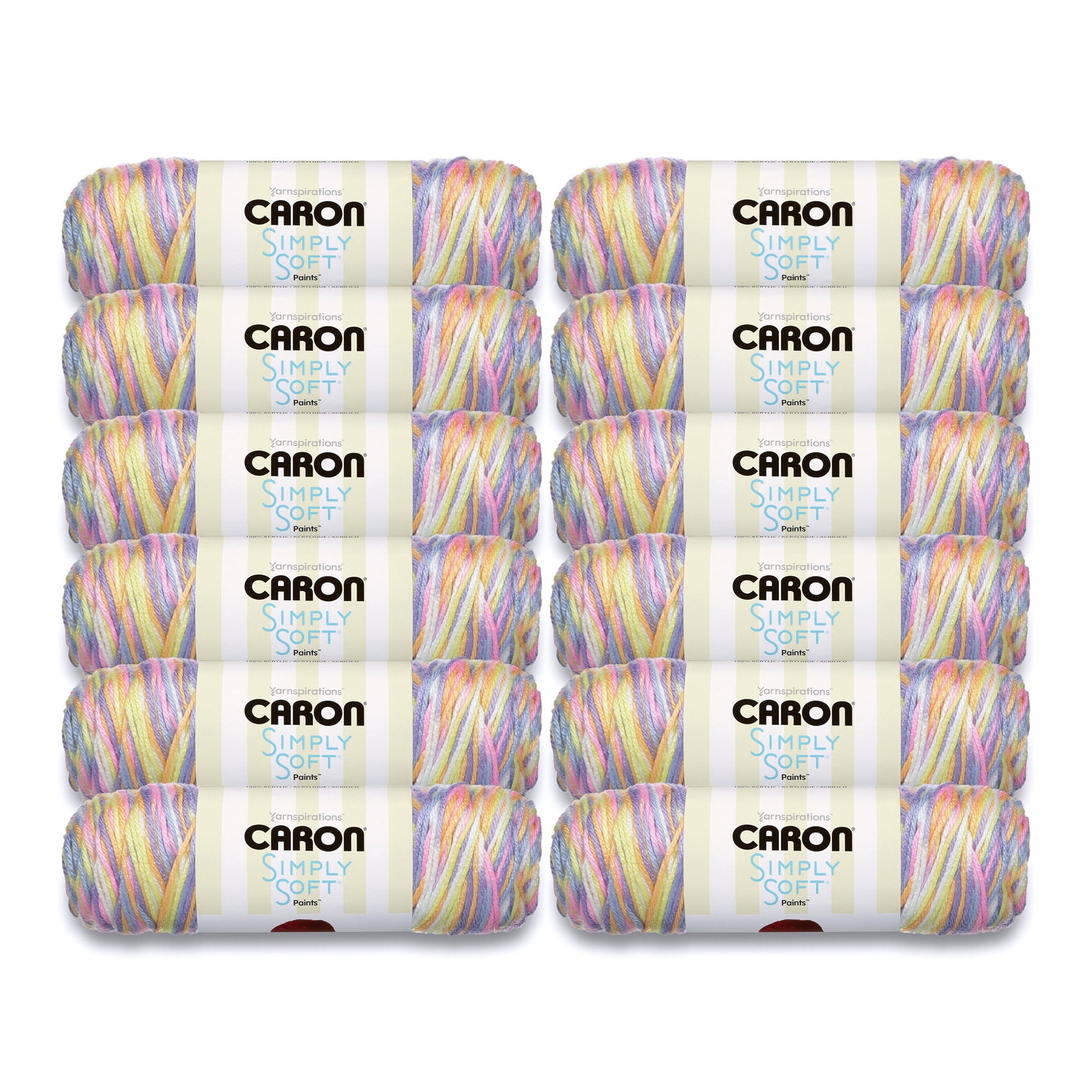 Caron® Simply Soft® Paints™ #4 Medium Acrylic Yarn, Baby Brights 5oz/141g, 235 Yards (12 Pack)