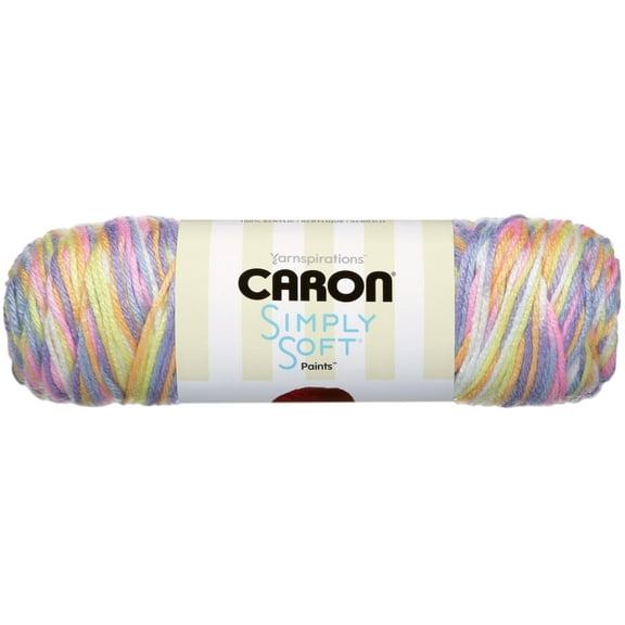 Caron Simply Soft Paints 4 Medium Acrylic Yarn, Baby Brights 5oz/141g, 235 Yards