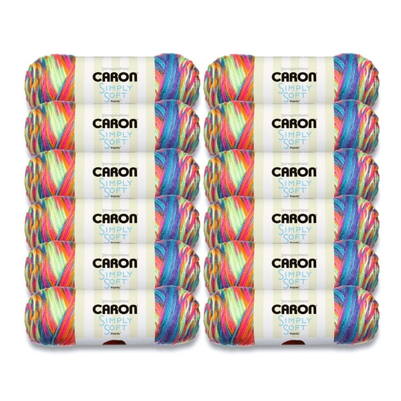 Caron® Simply Soft® Paints™ #4 Medium Acrylic Yarn, Rainbow Bright 5oz/141g, 235 Yards (12 Pack)