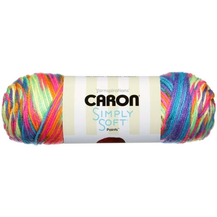 Caron Simply Soft Paints 4 Medium Acrylic Yarn, Rainbow Bright 5oz/141g, 235 Yards
