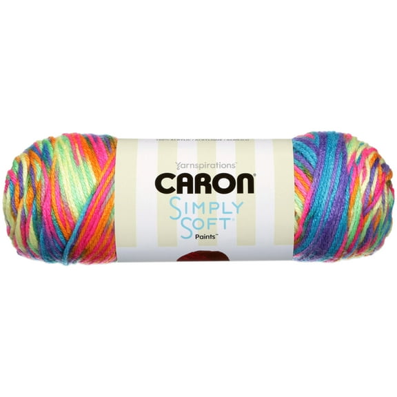 Caron Simply Soft Paints 4 Medium Acrylic Yarn, Rainbow Bright 5oz/141g, 235 Yards