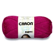 Caron Simply Soft Party 4 Medium Acrylic Yarn, Fuchsia Sparkle 3oz/85g, 164 Yards