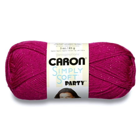 Caron Simply Soft Party 4 Medium Acrylic Yarn, Fuchsia Sparkle 3oz/85g, 164 Yards