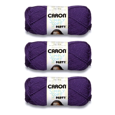 Caron® Simply Soft® Party™ #4 Medium Acrylic Yarn, Purple Sparkle 3oz/85g, 164 Yards (3 Pack)