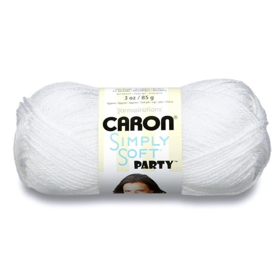 Caron Simply Soft Party 4 Medium Acrylic Yarn, Snow Sparkle 3oz/85g, 164 Yards