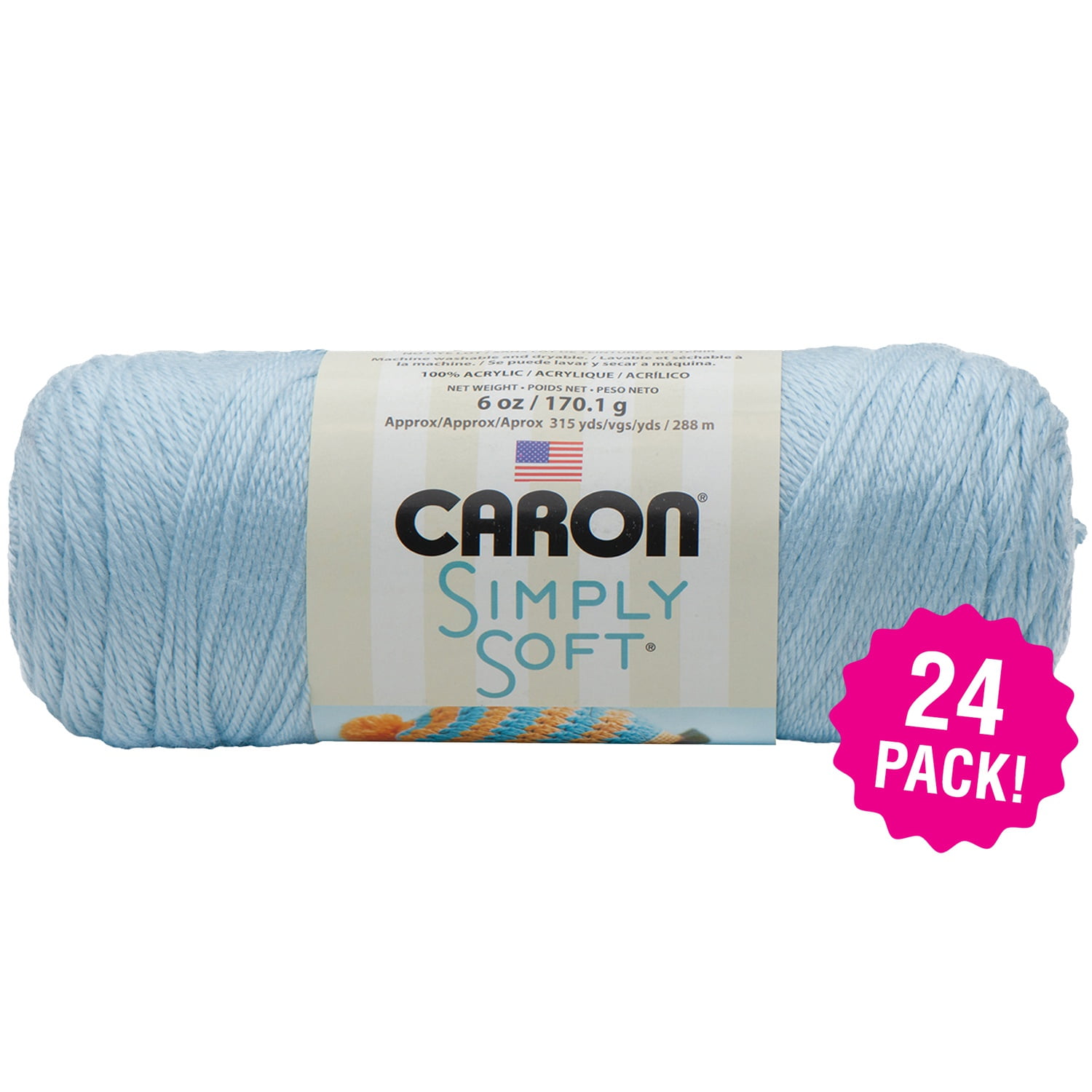 SPINRITE Multipack of 24 - Caron Simply Soft Solids Yarn-Soft Blue