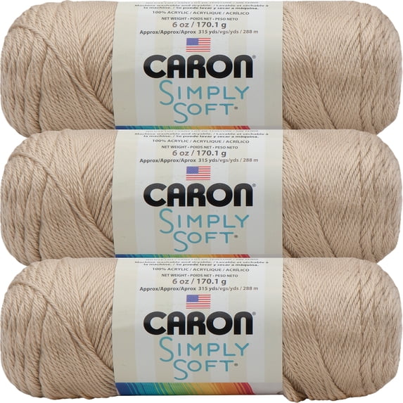 Caron Simply Soft Solids Yarn-Bone, Multipack Of 3