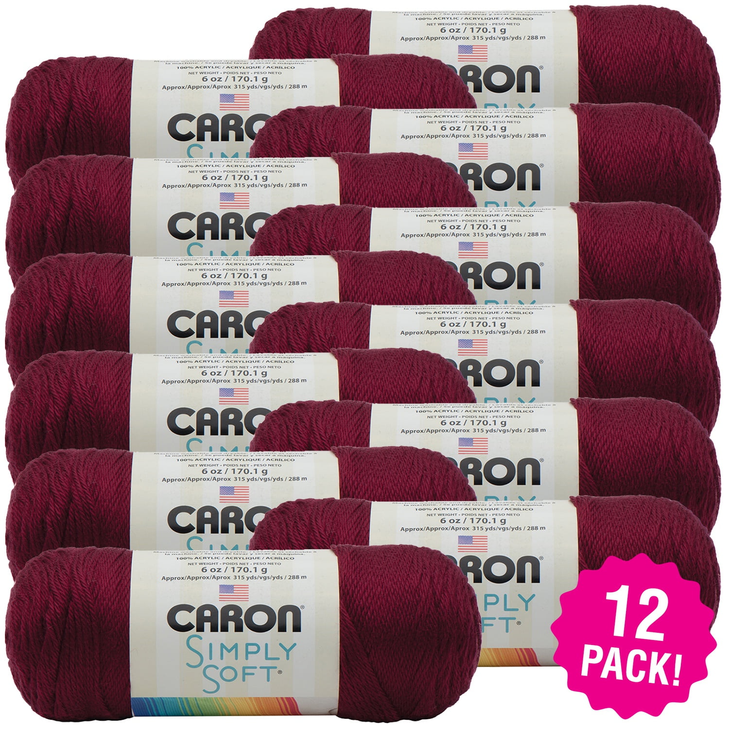 Simply Soft Caron Yarn Color Autumn Red Crochet Knit Lot of 2 NWT