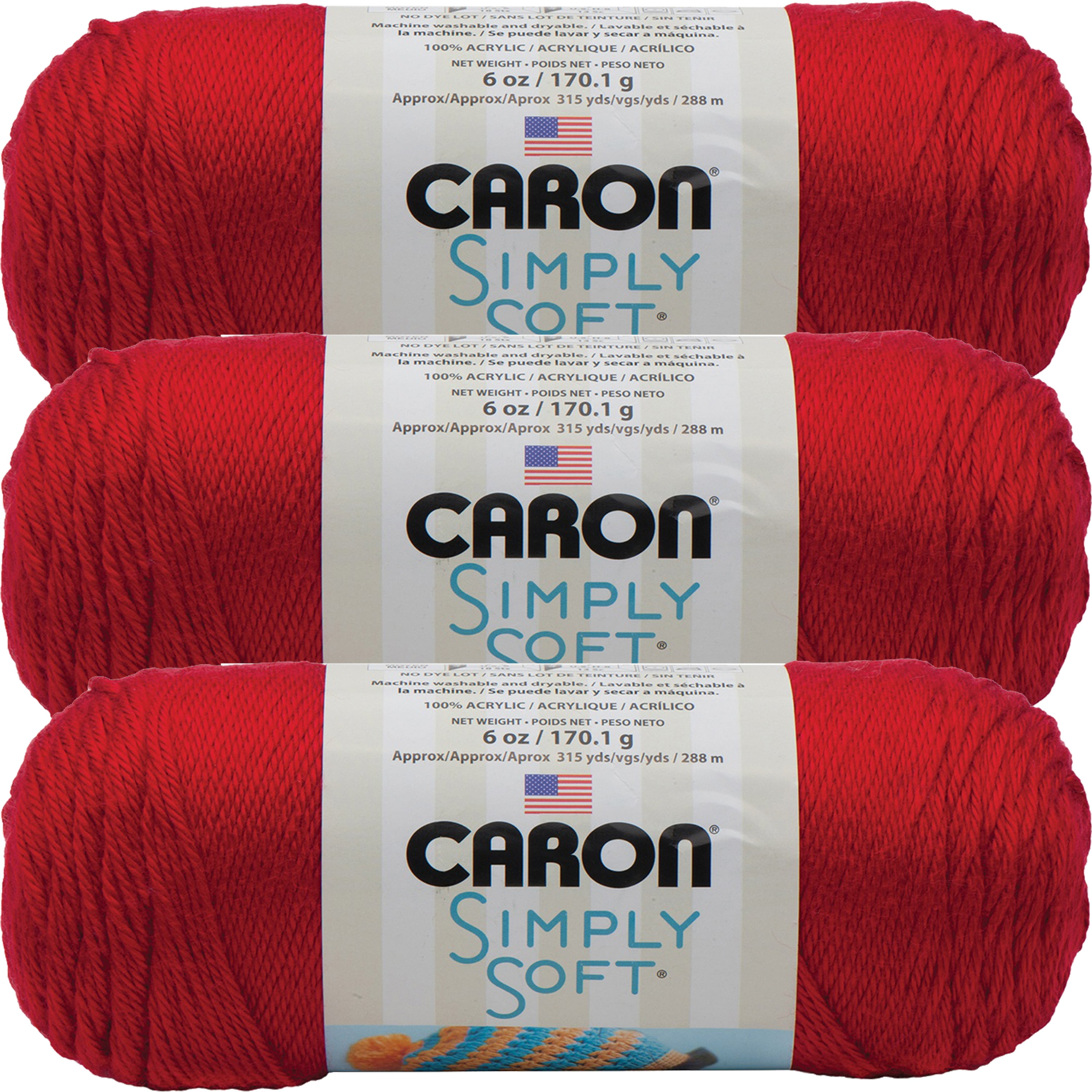 SPINRITE Caron Simply Soft Solids Yarn-Harvest Red, Multipack Of 3