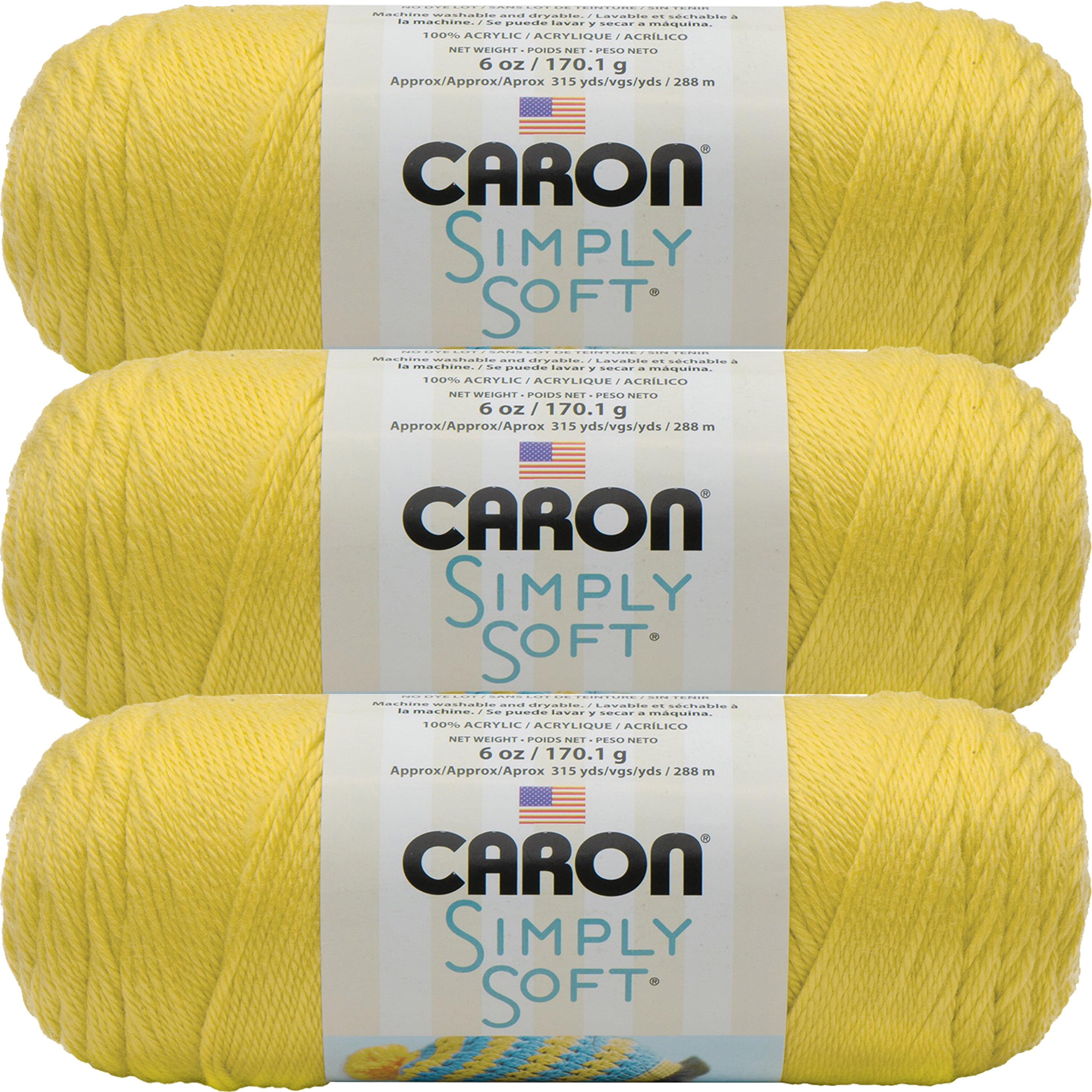 Caron Simply Soft Solids Yarn-Lemonade, Multipack Of 3