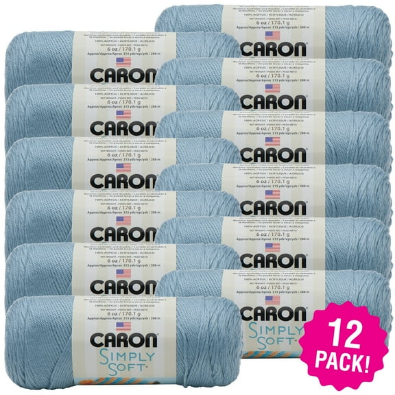 Caron Simply Soft Solids Yarn - Light Country Blue, Multipack of 12